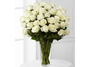 Elegant White Roses - 36 Stems In Vase