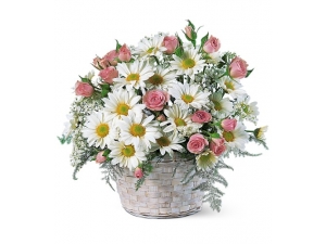Charming Roses and Daisies in Basket