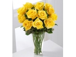 Sunny Roses - 12 Stems In Vase