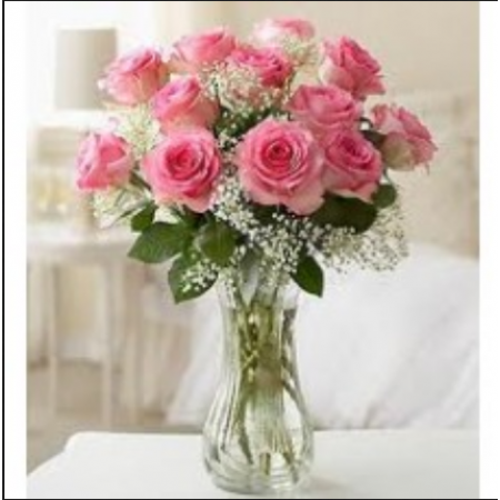 Gorgeous Pink Roses - 12 Stems Vase