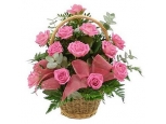 Blushing Hue - 12 Stems In Basket