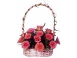 Perfectly Pink Rose - 12 Stems Basket