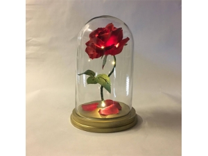 SINGLE RED ROSE IN GLASS DOME