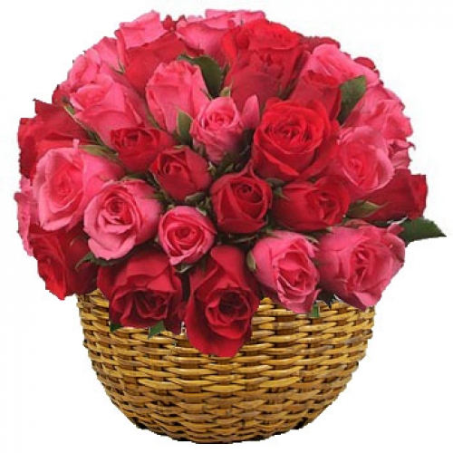 Valentines Red and Pink - 36 Stems Basket