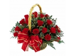 1 Dozen Red Roses - 12 Stem Basket
